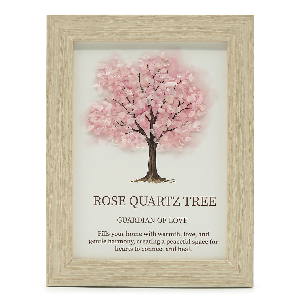 Gemstone Picture - Tree of Life - Rose Quartz (20x14.7x1cm)