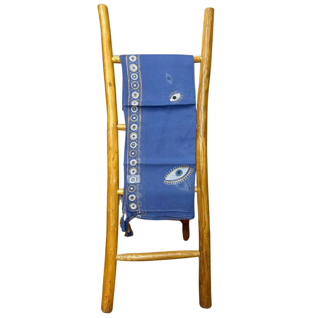 Nomad Sari Pareo – Rich Blue & Gold Evil Eye Print